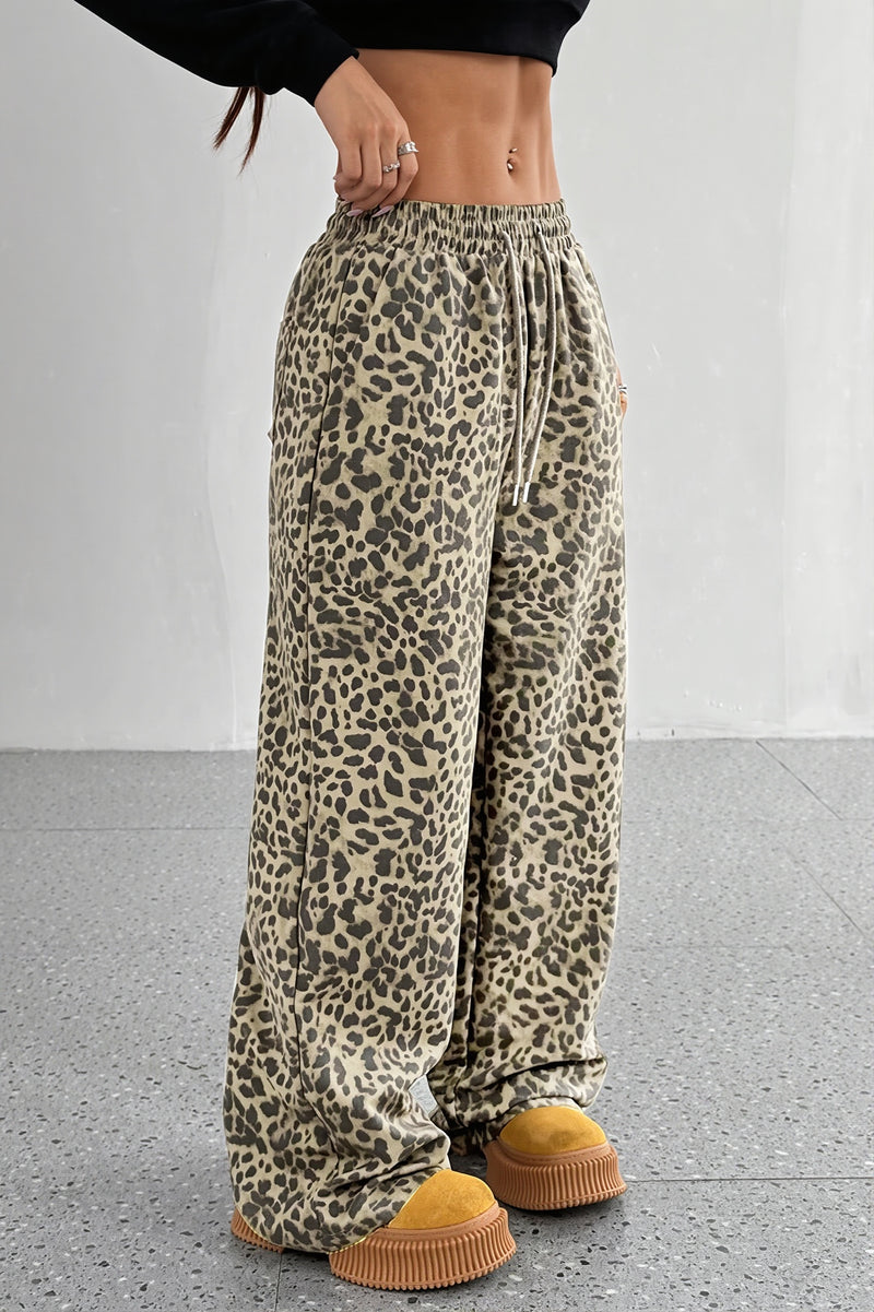Leopard Print Wide Leg Pants