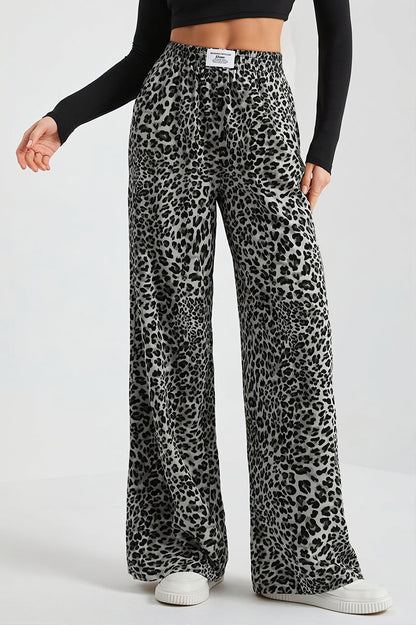 Leopard Print Wide Leg Pants