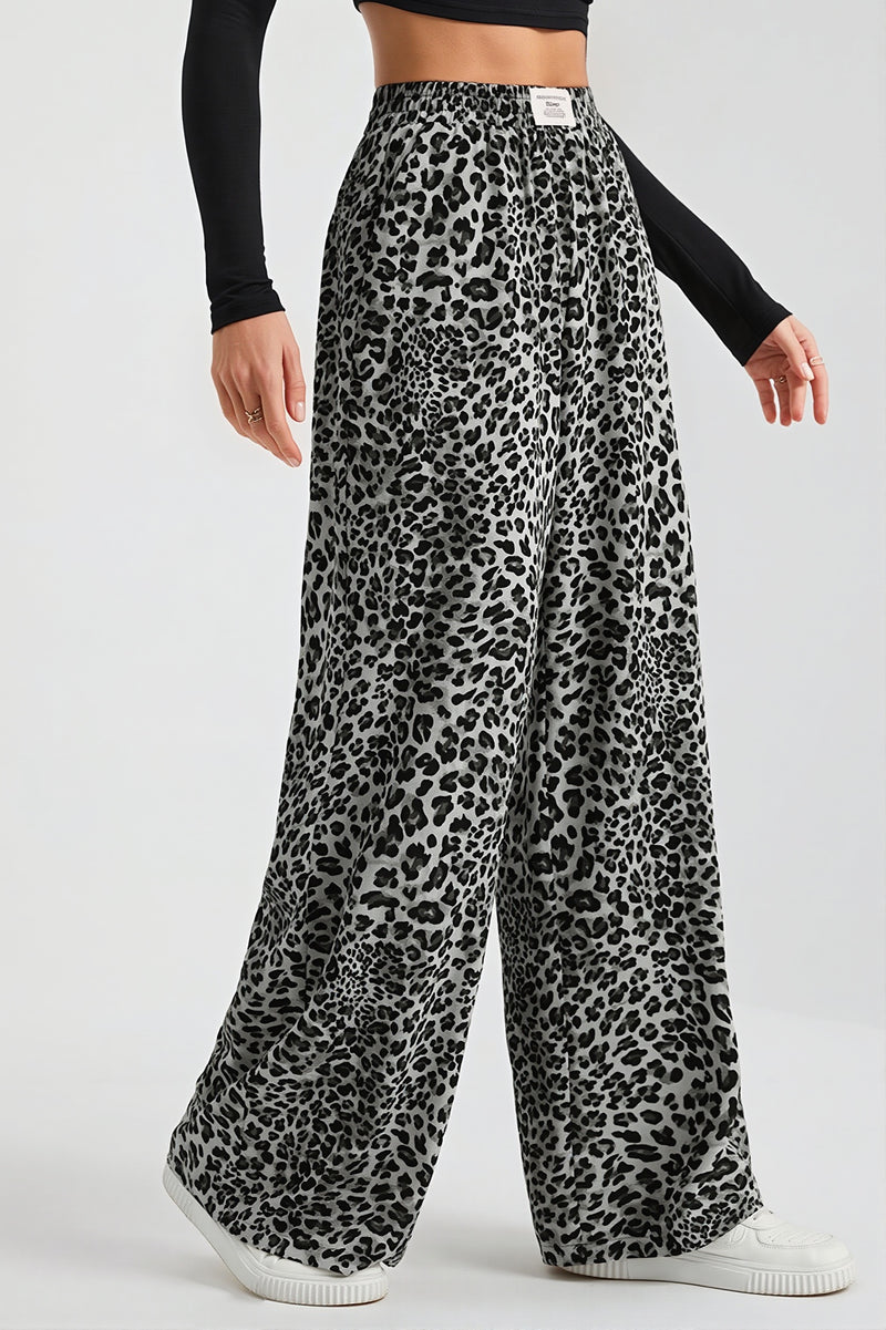 Leopard Print Wide Leg Pants