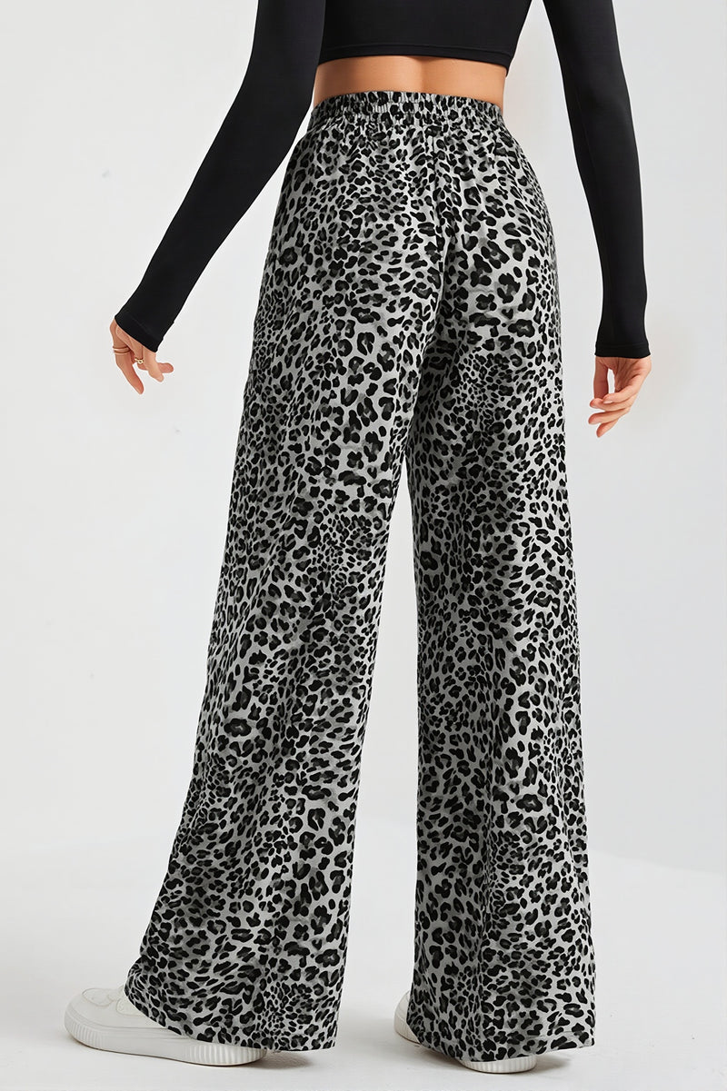 Leopard Print Wide Leg Pants