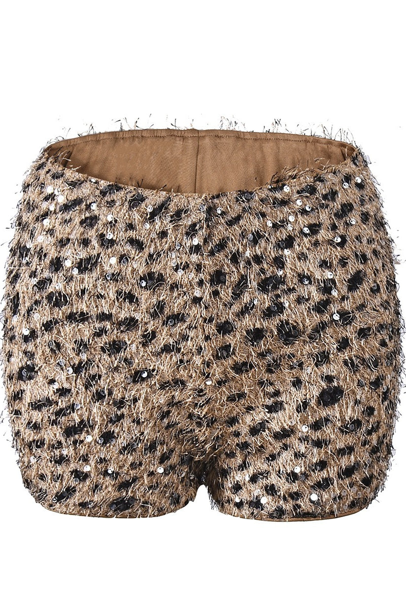 Leopard Sequin Low Rise Shorts