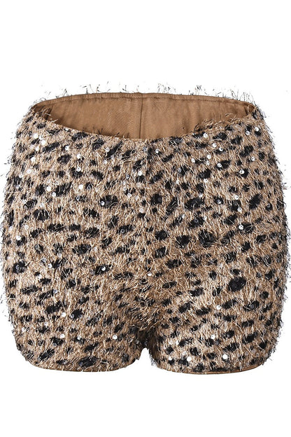 Leopard Sequin Low Rise Shorts