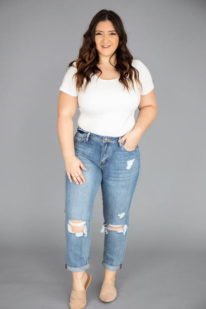 Libby Distressed Boyfriend Medium Wash Jeans