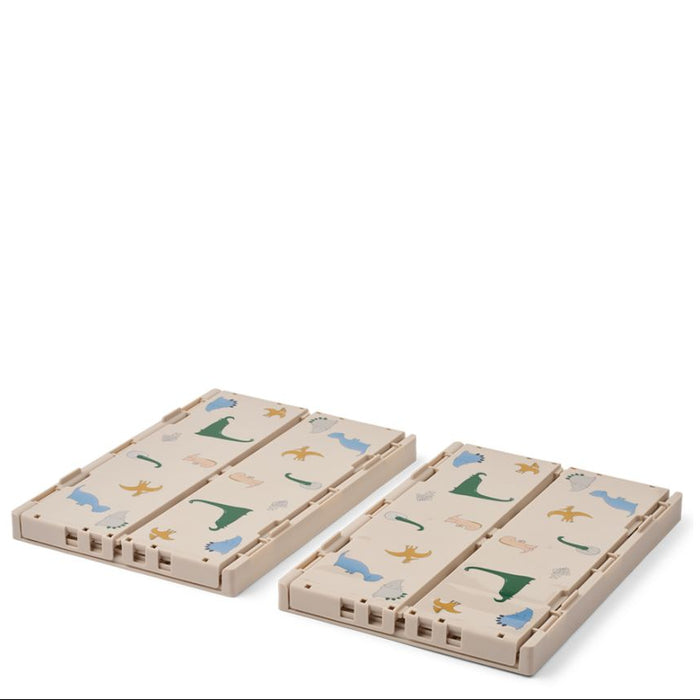 Liewood - Weston Printed Storage Box M 2-Pack - Dino Roar / Sandy