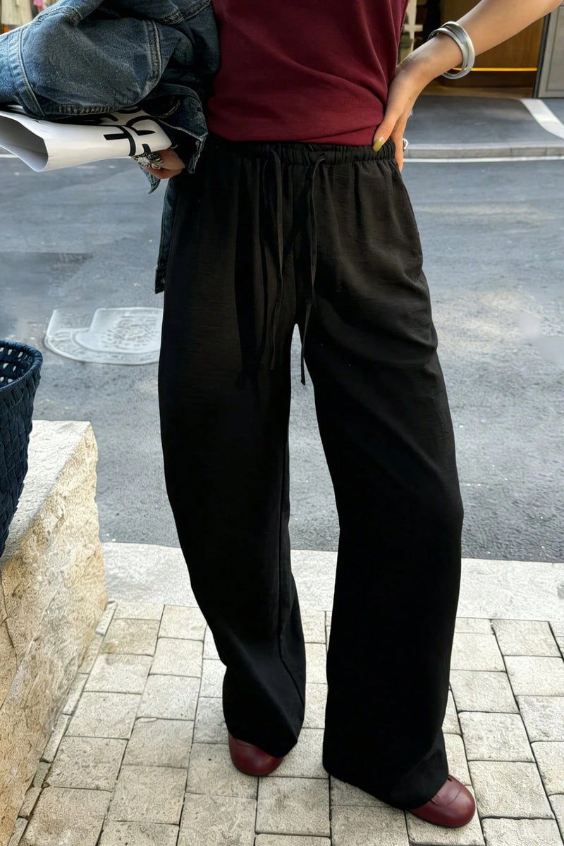 Light Pocket Drawstring Wide Leg Pants