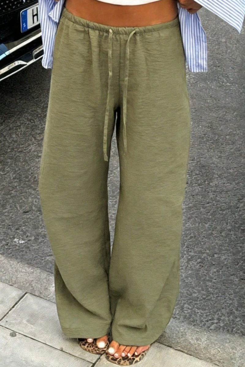 Light Pocket Drawstring Wide Leg Pants