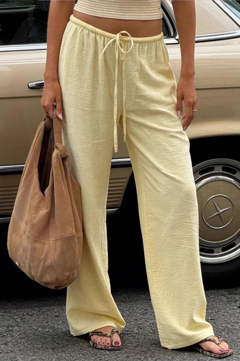 Light Pocket Drawstring Wide Leg Pants