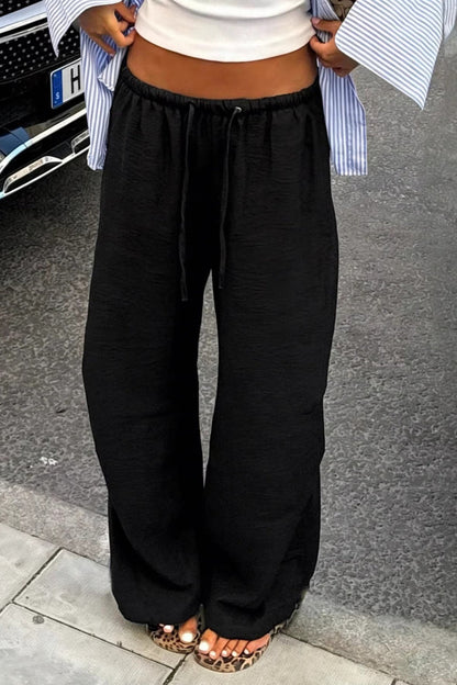 Light Pocket Drawstring Wide Leg Pants