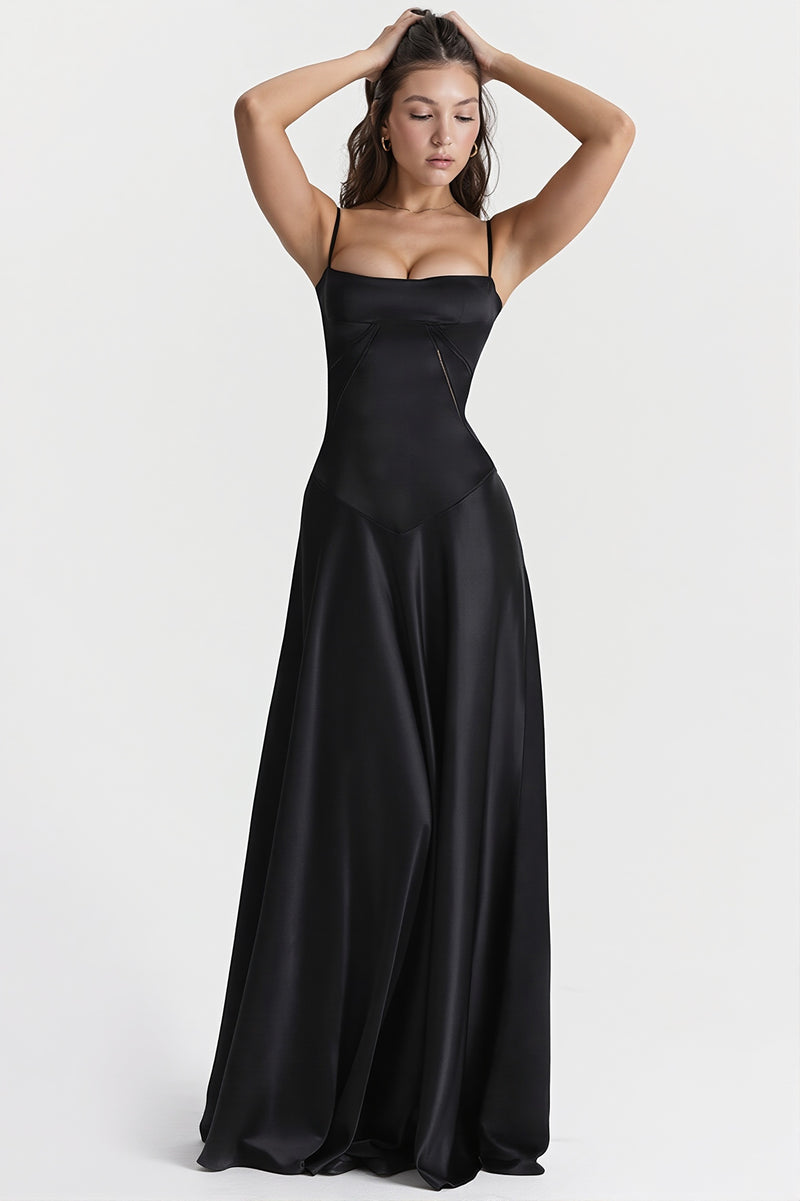 Lined Jacquard Satin Cami Maxi Dress