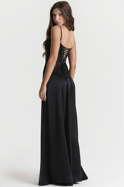 Lined Jacquard Satin Cami Maxi Dress