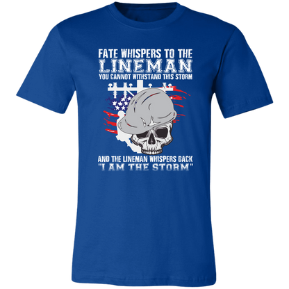 Lineman T-Shirt I Am The Storm Lineman Shirt True Royal