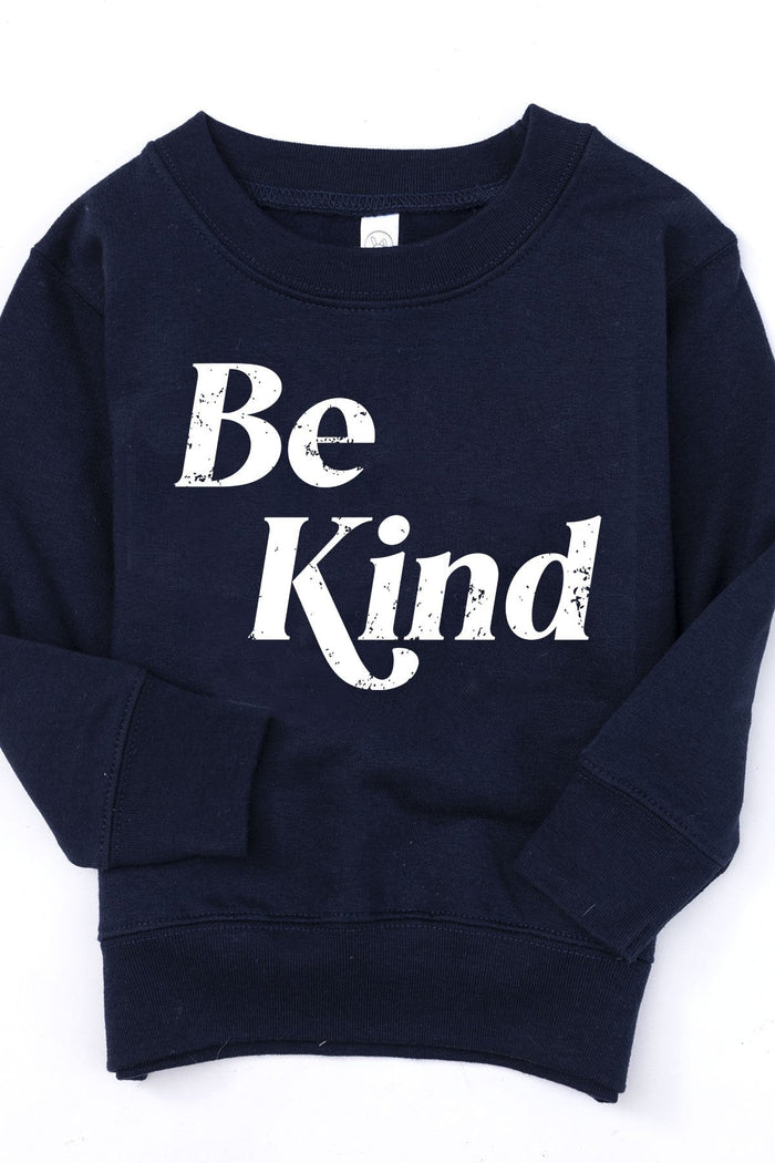 LIVING MY BEST STYLE X PINK LILY Be Kind Navy Toddler Graphic Sweatshirt