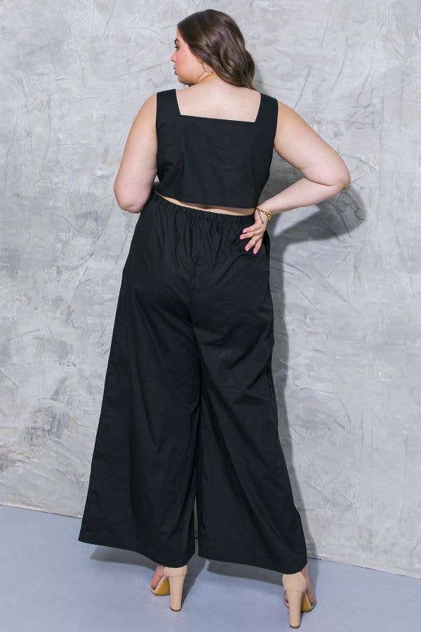 Look Good Together Black Open Back Jumpsuit - Curvy