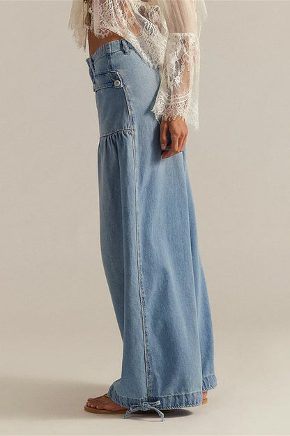 Loose Cuffed Ruched Tie Jeans
