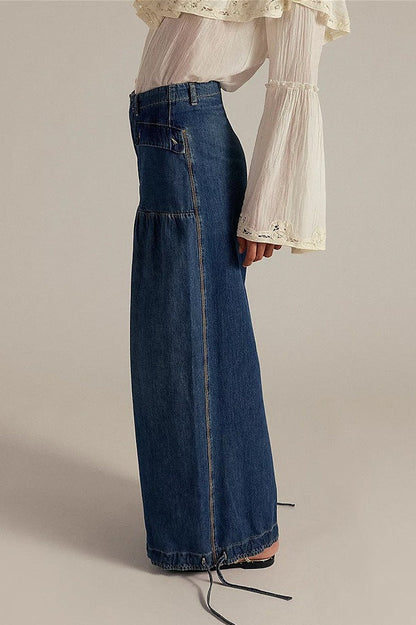 Loose Cuffed Ruched Tie Jeans
