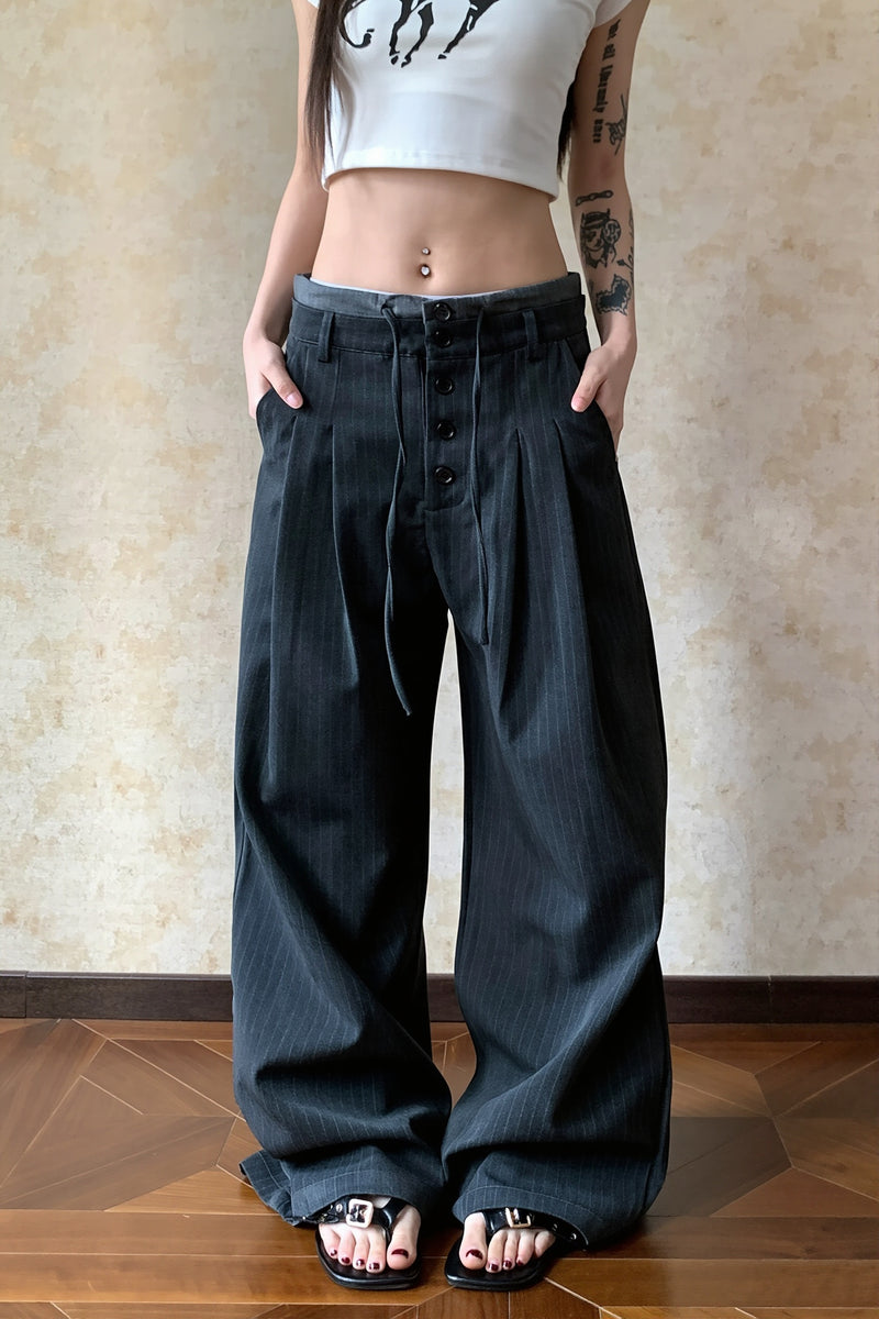 Low Rise Drawstring Wide Leg Pants