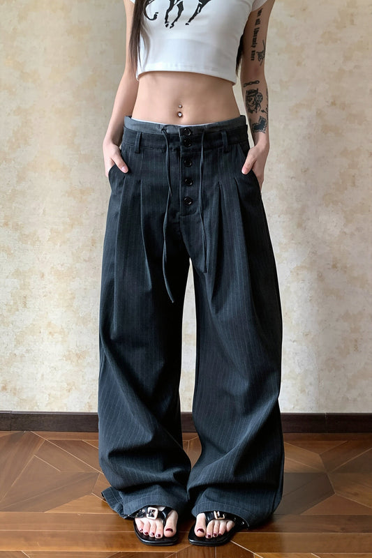 Low Rise Drawstring Wide Leg Pants