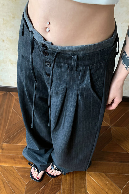 Low Rise Drawstring Wide Leg Pants