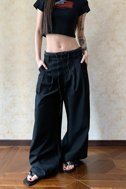 Low Rise Drawstring Wide Leg Pants