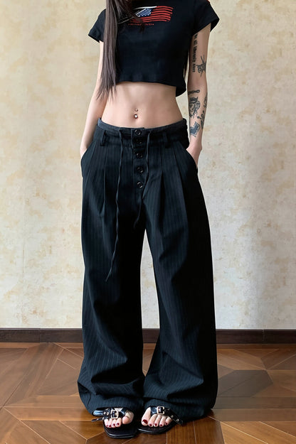 Low Rise Drawstring Wide Leg Pants
