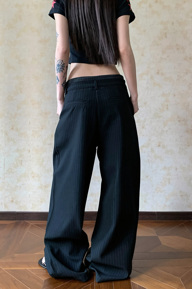 Low Rise Drawstring Wide Leg Pants
