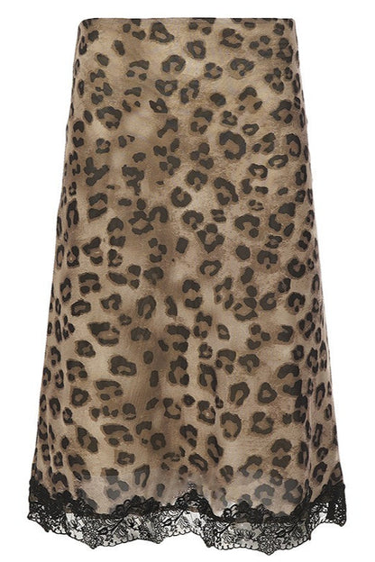 Low Waist Leopard Lace Mesh Skirt