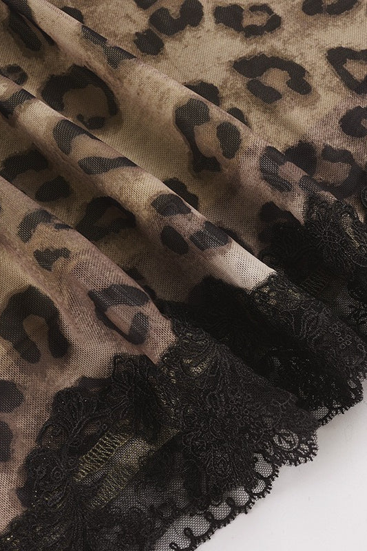 Low Waist Leopard Lace Mesh Skirt