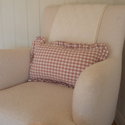 Mabel & Fox - Gingham Ruffle Cushion Cover - Pink