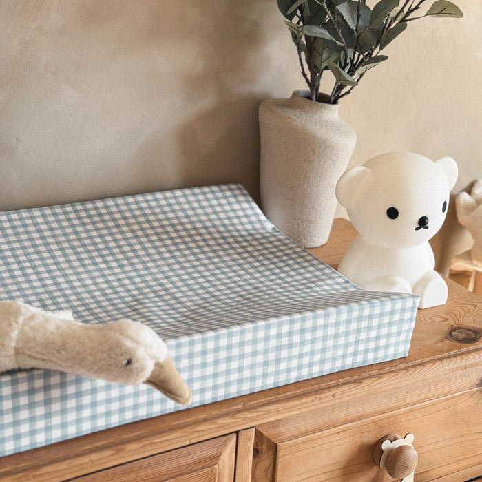 Mabel & Fox - Wedge Baby Changing Mat - Blue Gingham - Mabel & Fox