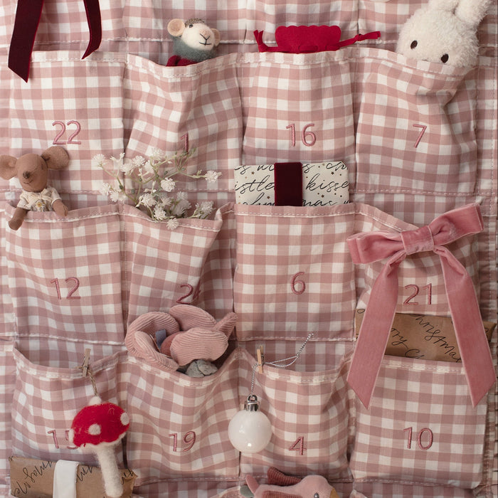 Mabel & Fox - Personalised Pink Gingham Advent Calendar - Embroidered