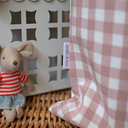 Mabel & Fox - Personalised Pink Gingham Mini Gift Sack - Velvet Bow