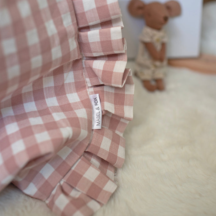 Mabel & Fox - Personalised Pink Gingham Ruffle Gift Sack - Embroidered