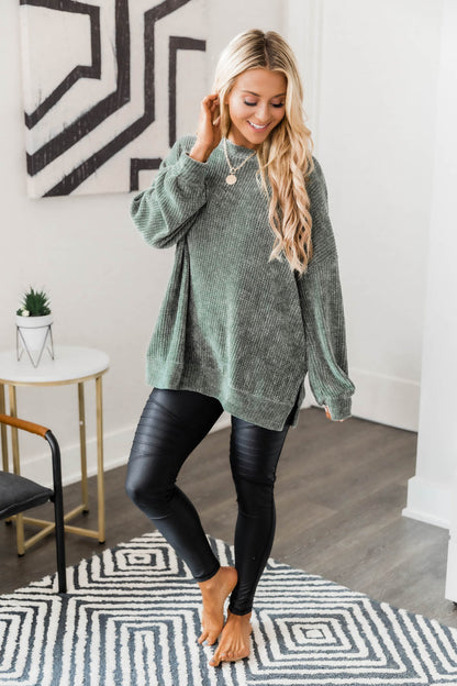 Make My Wish Come True Olive Pullover