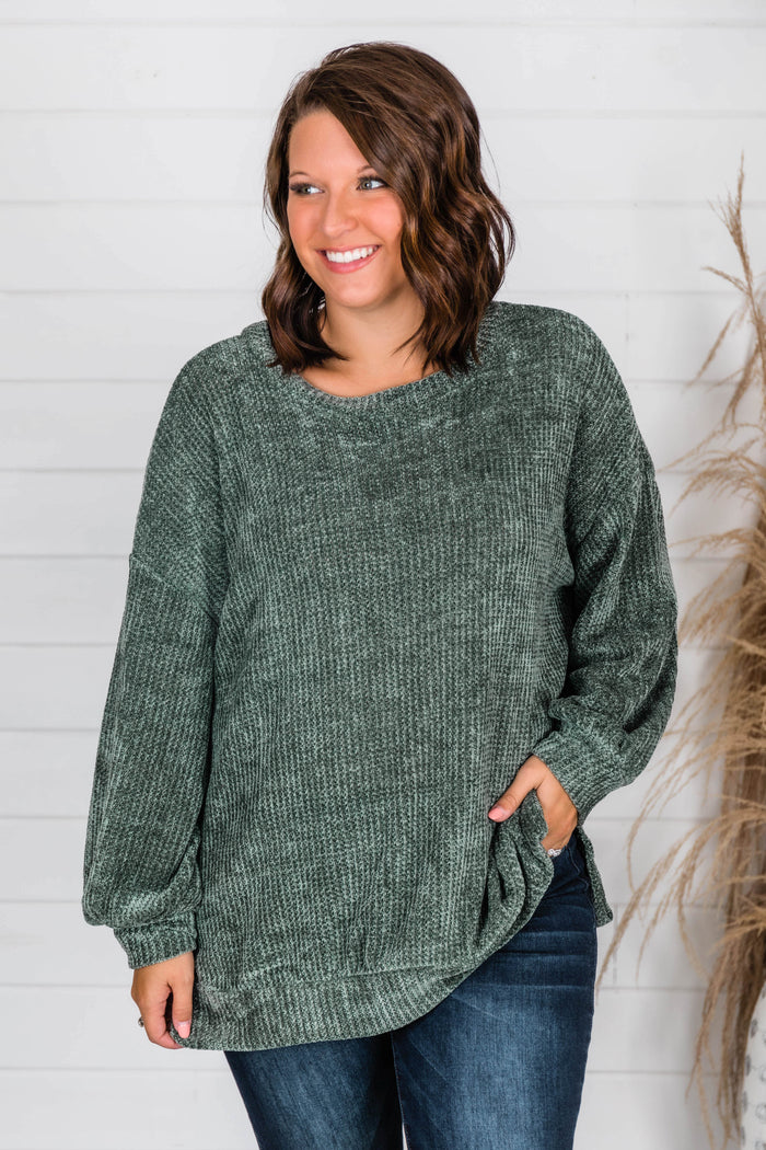 Make My Wish Come True Olive Pullover