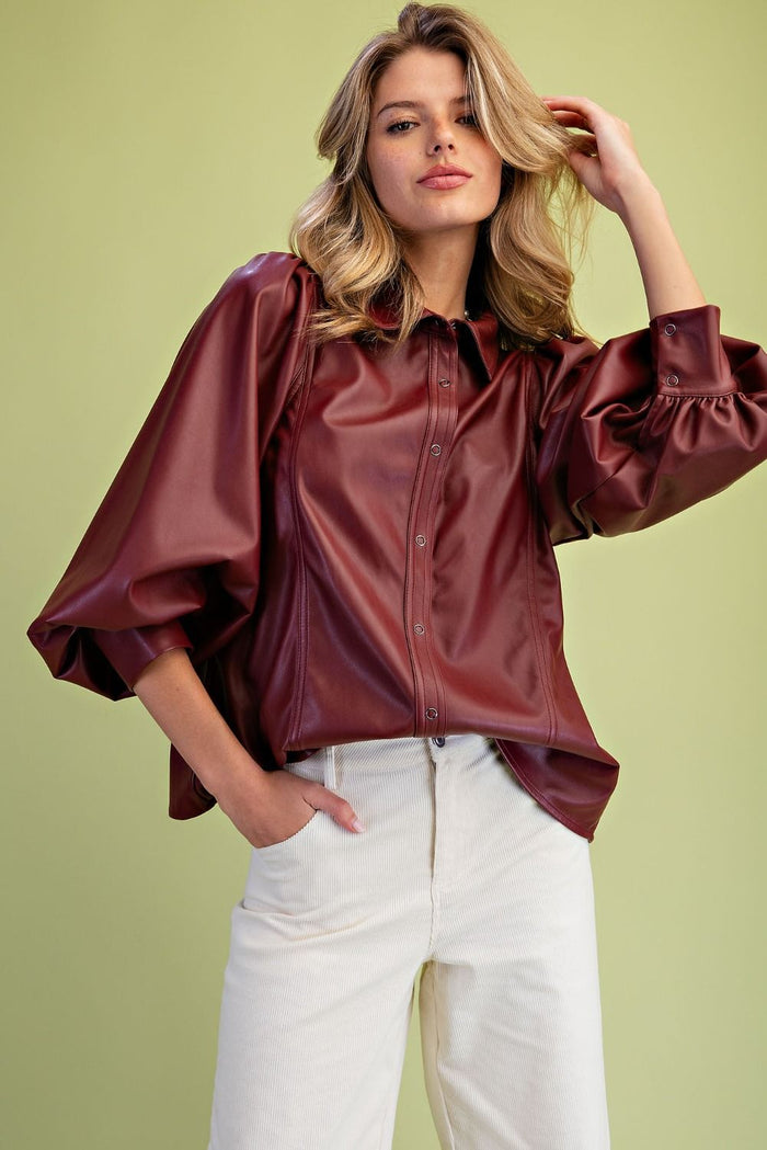 Man Eater Red Vegan Leather Top