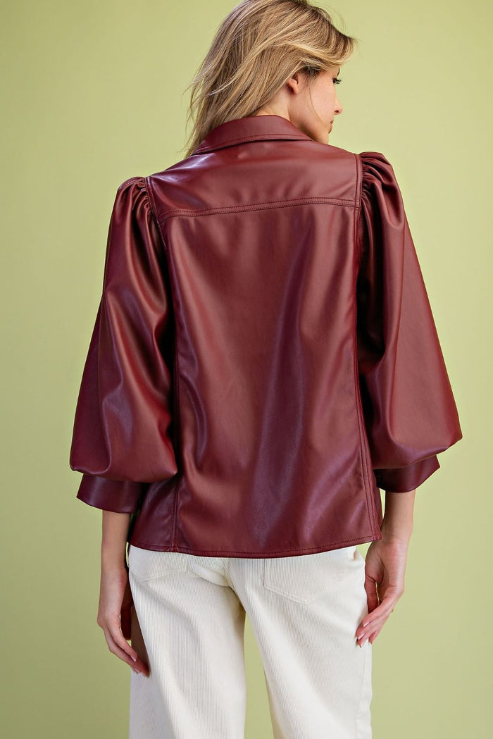 Man Eater Red Vegan Leather Top