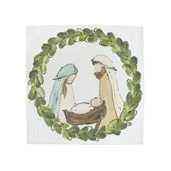 Manger Wreath Square Pillow Swap