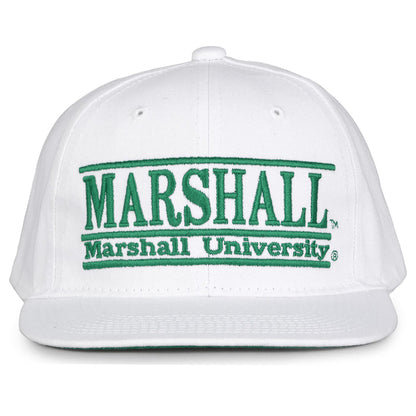 Marshall Retro Bar snapback hat in white, front view