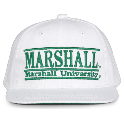 Marshall Retro Bar snapback hat in white, front view