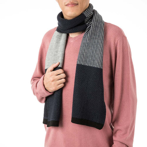 Men's Black, White and Grey Scarf