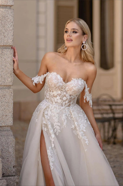 Mermaid Sheer Backless Lace Train Wedding Dress