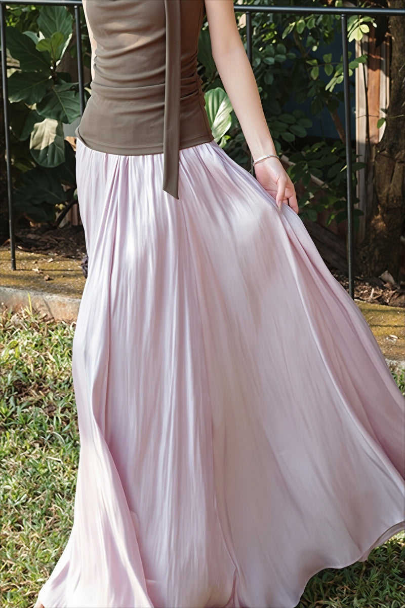 Mermaid Shiny Acetate Like Maxi Skirt