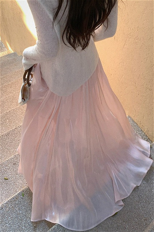 Mermaid Shiny Acetate Like Maxi Skirt