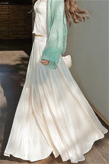 Mermaid Shiny Acetate Like Maxi Skirt