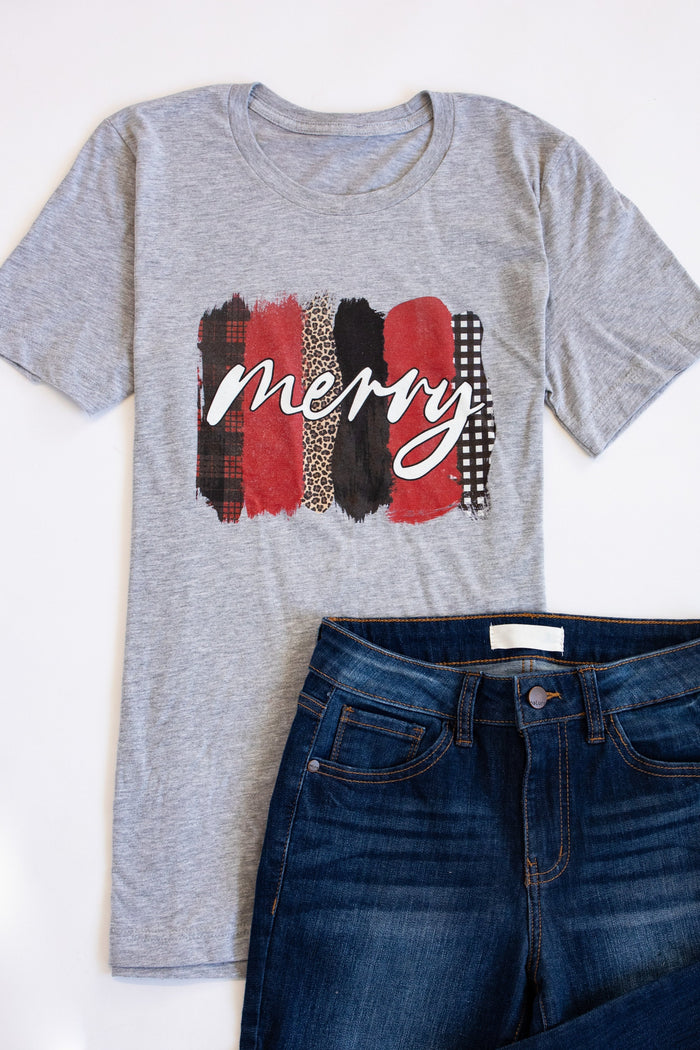 Merry Stripes Graphic Athletic Heather Tee