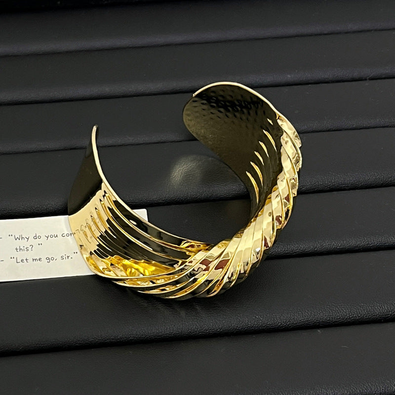 Metal Cross Wrap Irregular Open Bracelet