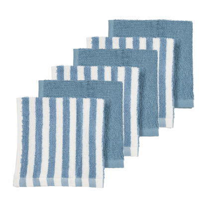 Meyco - Facecloths Terry Jacquard - Fat Stripe Jeans Blue (6 Pack)