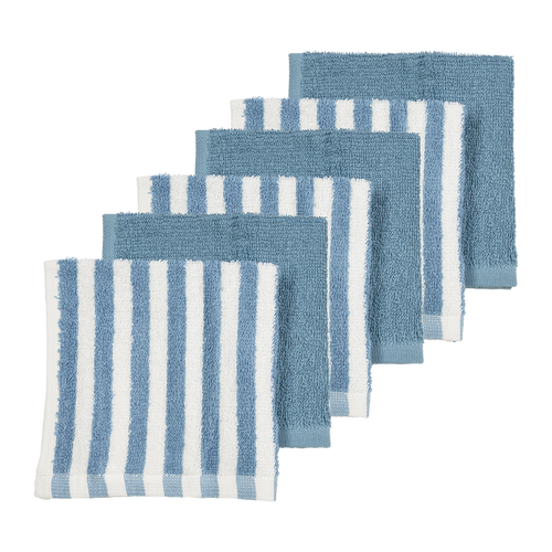 Meyco - Facecloths Terry Jacquard - Fat Stripe Jeans Blue (6 Pack)