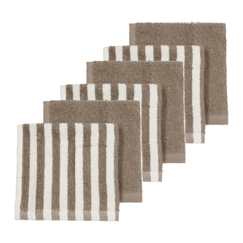Meyco - Facecloths Terry Jacquard - Fat Stripe Taupe (6 Pack)