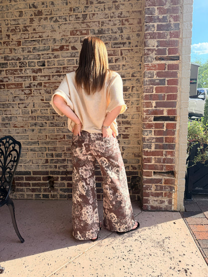 Midnight Margaritas Brown Floral Print Pants